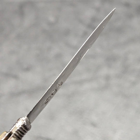 1818 British Antique White Pearl Shell Handle Pure Silver Blade Folding Pen Knife